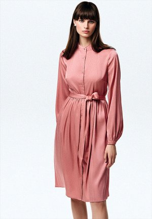 Платье с поясом, цвет розовый