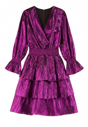Платье многоярусное из ламе, цвет фиолетовый