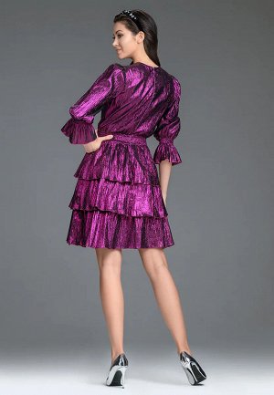 Платье многоярусное из ламе, цвет фиолетовый