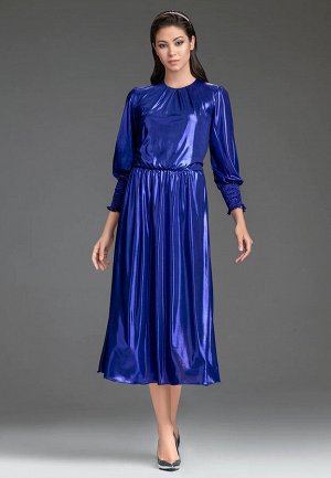 Платье трикотажное длинное с блестящим напылением, цвет синий