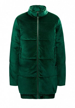 Куртка утеплённая стёганая из велюра, цвет тёмно-зеленый