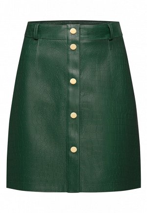 Мини-юбка из текстурированной экокожи, цвет темно-зеленый