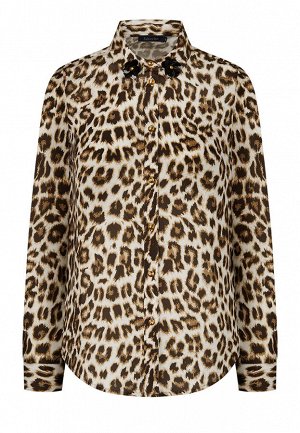 Блузка с леопардовым принтом, мультицвет