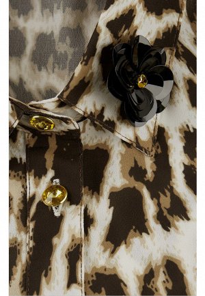 Блузка с леопардовым принтом, мультицвет