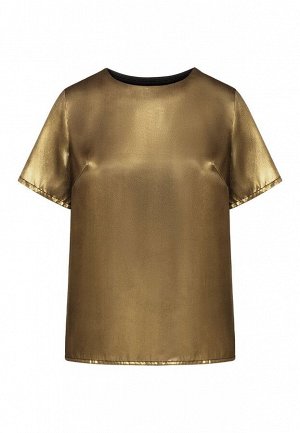 Блузка с трикотажной спинкой, цвет бронзово-золотистый
