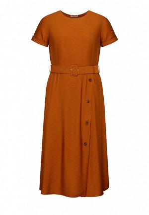 Платье длинное с поясом, цвет коричневый