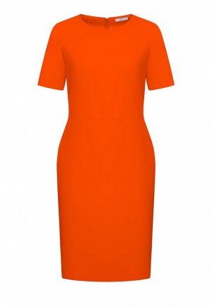 Платье приталенное из крепа, цвет оранжевый
