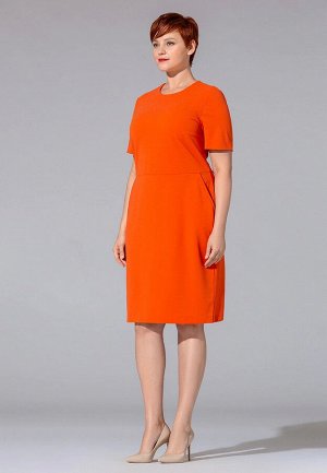 Платье приталенное из крепа, цвет оранжевый