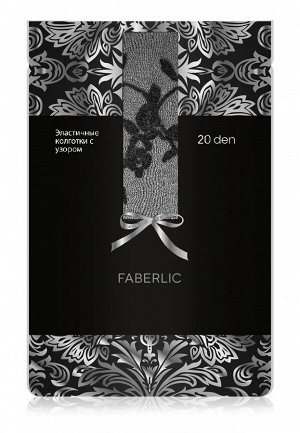 Эластичные колготки с цветочным узором SF205, 20 den, чёрные