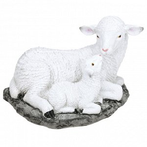 Скульптура-фигура для сада из полистоуна "Овца с овечкой" 17х16х24см (Россия)