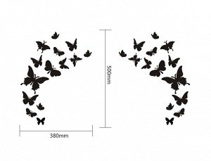Акриловая наклейка "Бабочки" серебро 14 шт. (2366)
