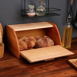 Хлебница деревянная, с доской для нарезки, 38 х 24 см