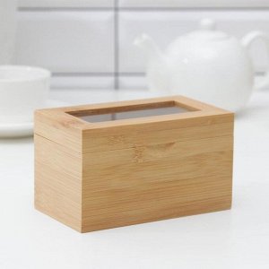 Ящик для чая, 2 секции, 14?18?8 см, бамбук