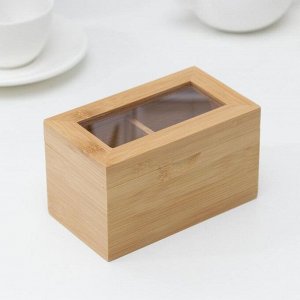 Ящик для чая, 2 секции, 14?18?8 см, бамбук