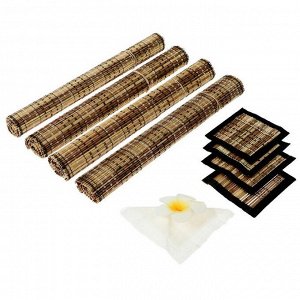 Кокосовые коврики для сервировки "Лето" 4 шт 35х15х3 см (палочки + подставки под горячее)