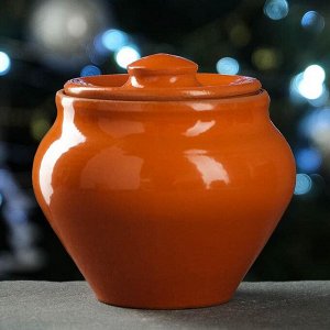 Набор горшочков новогодний "Вятская керамика" 3х0,5 л с ухватом, оранжевый