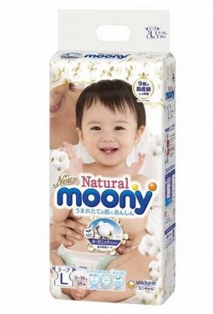 MOONY Natural подгузники, L (9-14 кг), 38 шт.