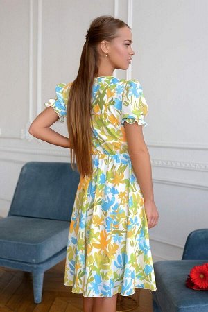 Платье Яркое, жизнерадостное сочетание солнечного лимонного оттенка с природным принтом. Преобразится этой весной очень легко! Ткань Ниагара, 100% полиэстер. Прекрасно сидит по фигуре, за счёт купонно