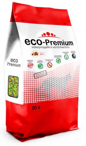 Наполнитель древесный комкующийся "ECO-Premium ТУТТИ-ФРУТТИ" 20л.