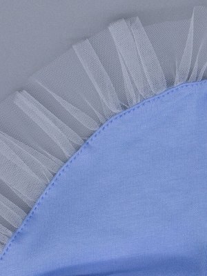 Косынка для девочки на резинке с рюшами из фатина, единорог на облаке, голубой