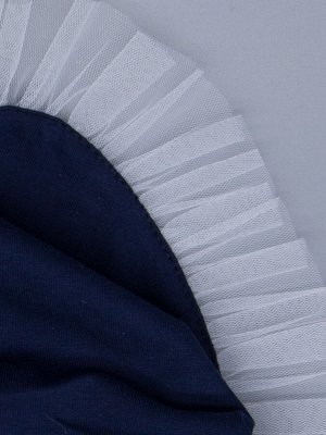 Косынка для девочки на резинке с рюшами из фатина, единорог на облаке, темно-синий