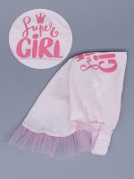 Косынка трикотажная для девочки на резинке с розовыми рюшами из фатина, SUPER GIRL, светло-розовый