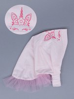 Косынка для девочки на резинке с розовыми рюшами из фатина, единорог, светло-розовый