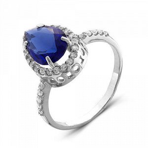Серебряное кольцо с голубым фианитом -  070
