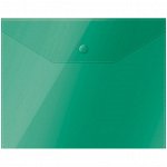 Папка-конверт на кнопке OfficeSpace А5 (190*240мм), 150мкм, полупрозрачная, зеленая