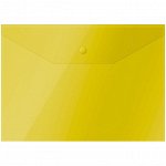 Папка-конверт на кнопке А4, 150 мкм, желтая, OfficeSpace