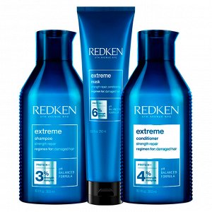 Редкен Набор: Восстанавливающий шампунь для ослабленных и поврежденных волос, 300 мл + Восстанавливающий кондиционер для ослабленных и поврежденных волос, 300 мл + Укрепляющая маска для осветленных во
