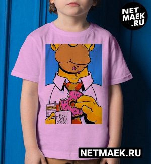 Детская футболка для девочки гомер и пончик, цвет розовый