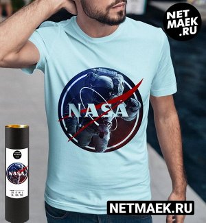 Футболка nasa с космонавтом, цвет голубой