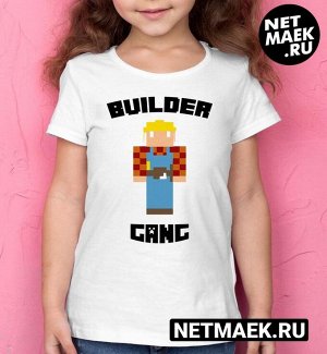 Детская футболка для девочки minecraft builder, цвет белый