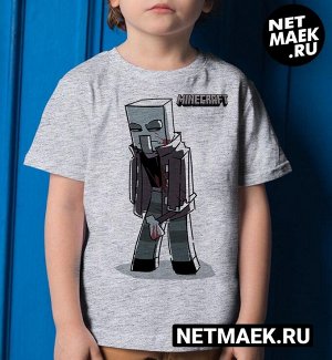 Детская футболка для девочки minecraft man, цвет серый меланж