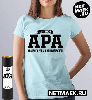 Женская футболка асоу apa академия социального управления ( принт по английски), цвет голубой