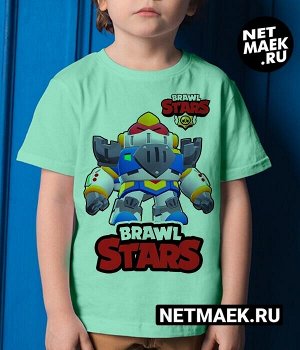 Детская футболка для девочки вольт паладин меха brawl stars (браво старс), цвет ментол