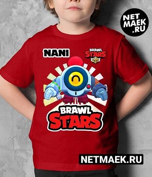 Детская футболка для девочки нани brawl stars (браво старс), цвет красный