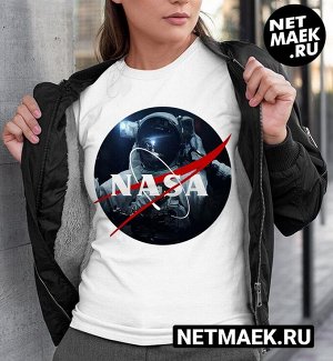 Женская футболка с логотипом nasa сosmonaut, цвет белый
