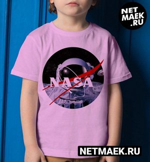 Детская футболка для девочки с логотипом nasa космонавт на луне, цвет розовый