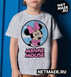 Детская футболка для девочки с логотипом minnie mouse, цвет серый меланж