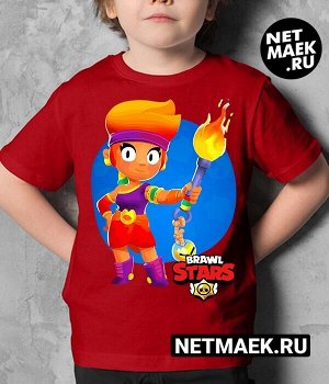 Детская футболка для девочки амбер brawl stars (браво старс) new, цвет красный