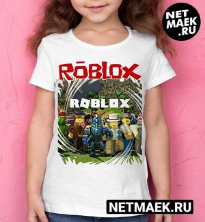 Детская футболка с принтом для девочки roblox, цвет белый