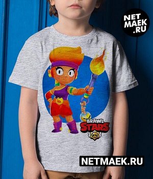 Детская футболка для девочки амбер brawl stars (браво старс) new, цвет серый меланж