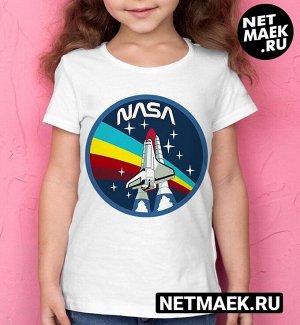 Детская футболка для девочки с надписью nasa ship, цвет белый