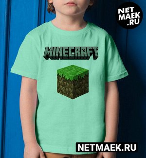 Детская футболка minecraft куб, цвет ментол