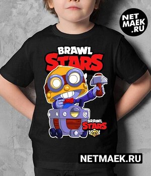 Детская футболка для девочки карл brawl stars (браво старс) new, цвет черный