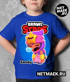 Детская футболка для девочки сэнди brawl stars (браво старс), цвет синий