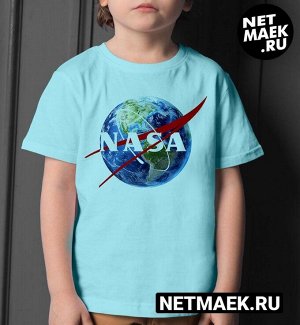 Детская футболка для девочки nasa планета, цвет голубой