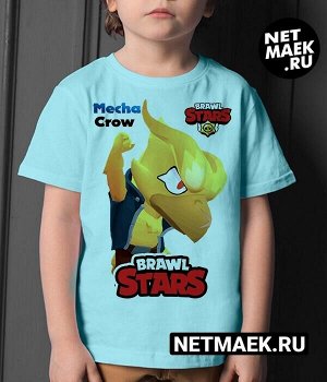 Детская футболка для девочки ворон феникс brawl stars (браво старс), цвет голубой